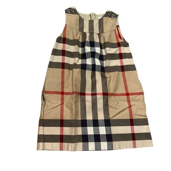 Burberry Kids Beige Plaid Sleeveless Dress 100% Cotton Girls Size 6 - Picture 1 of 4